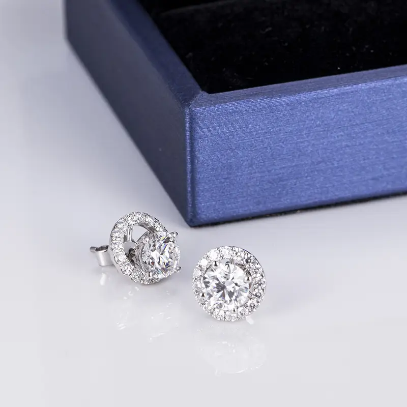 Custom lab created diamond stud earrings made in china Manufacturer | Messi Jewelry 3