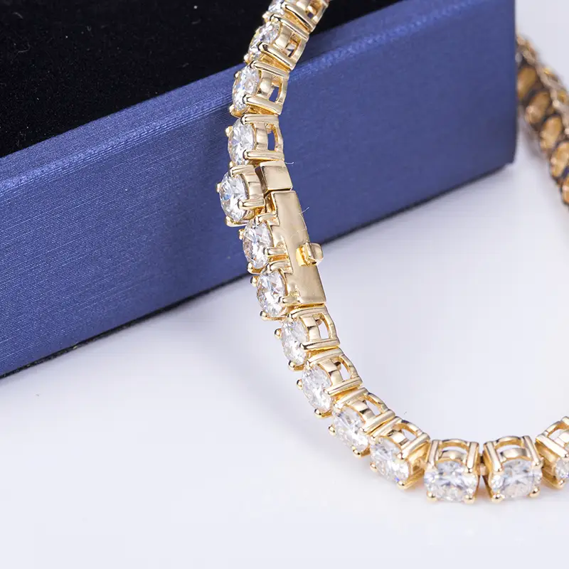10K Rose & Yellow Gold 4mm Moissanite Bracelet - Elegant & Timeless 6