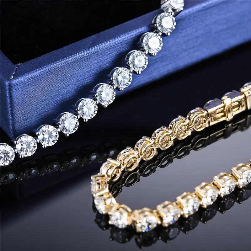 10K 14K 18K Gold Lab Grown Diamond Tennis Bracelet 7