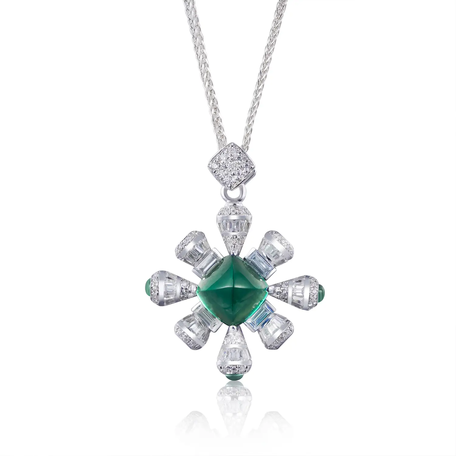 Messi Jewelry - Messi Jewelry 925 Silver Moissanite Lab Smeraldo Pendante miglior regalo di compleanno per donna collana 1
