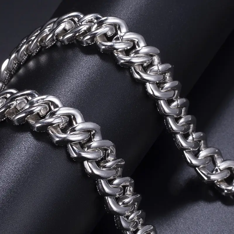 Messi Jewelry MSN-522 Prezzo cinese a buon mercato ghiacciato hip-hop gioielli hip-hop 925 Silver Cuban Link Chain 1