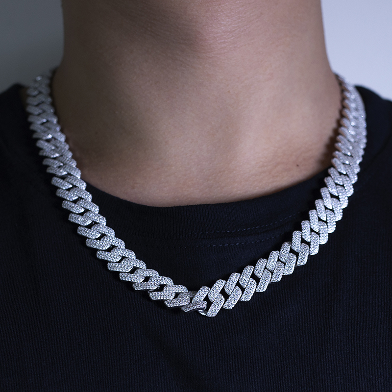 Messi Jewelry MSN-522 Chinês preço barato gelado jóias de hip-hop 925 cadeia de elos cubano de prata 17