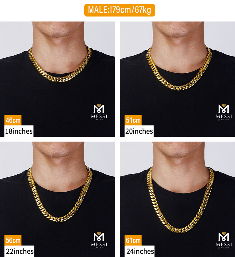 Messi Jewelry MSN-522 Chinês preço barato gelado jóias de hip-hop 925 cadeia de elos cubano de prata 21