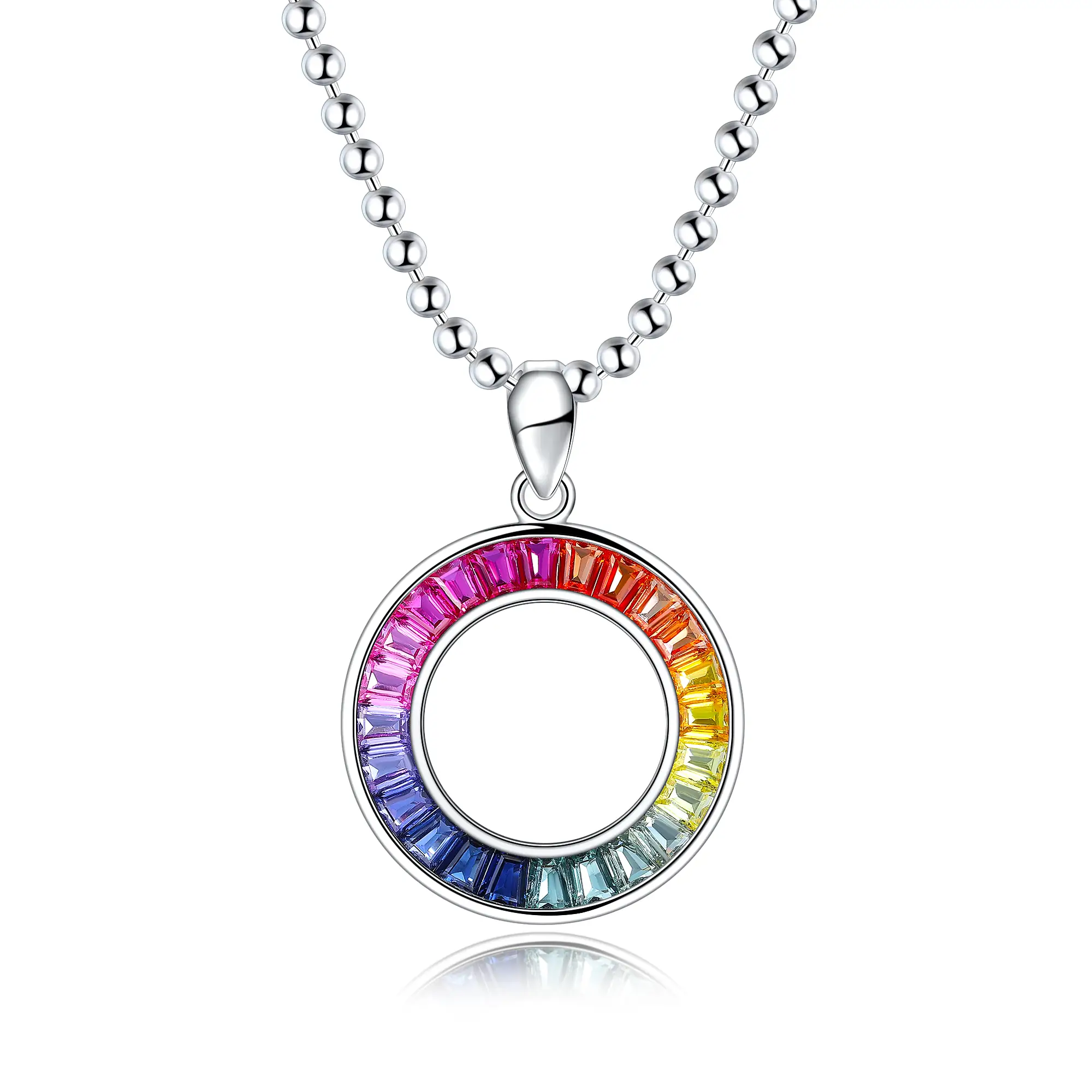 Gioielli Messi - Messi gioielli 925 Sliver Color Cownstone Collana rotonda Rainbow Color Collace 1