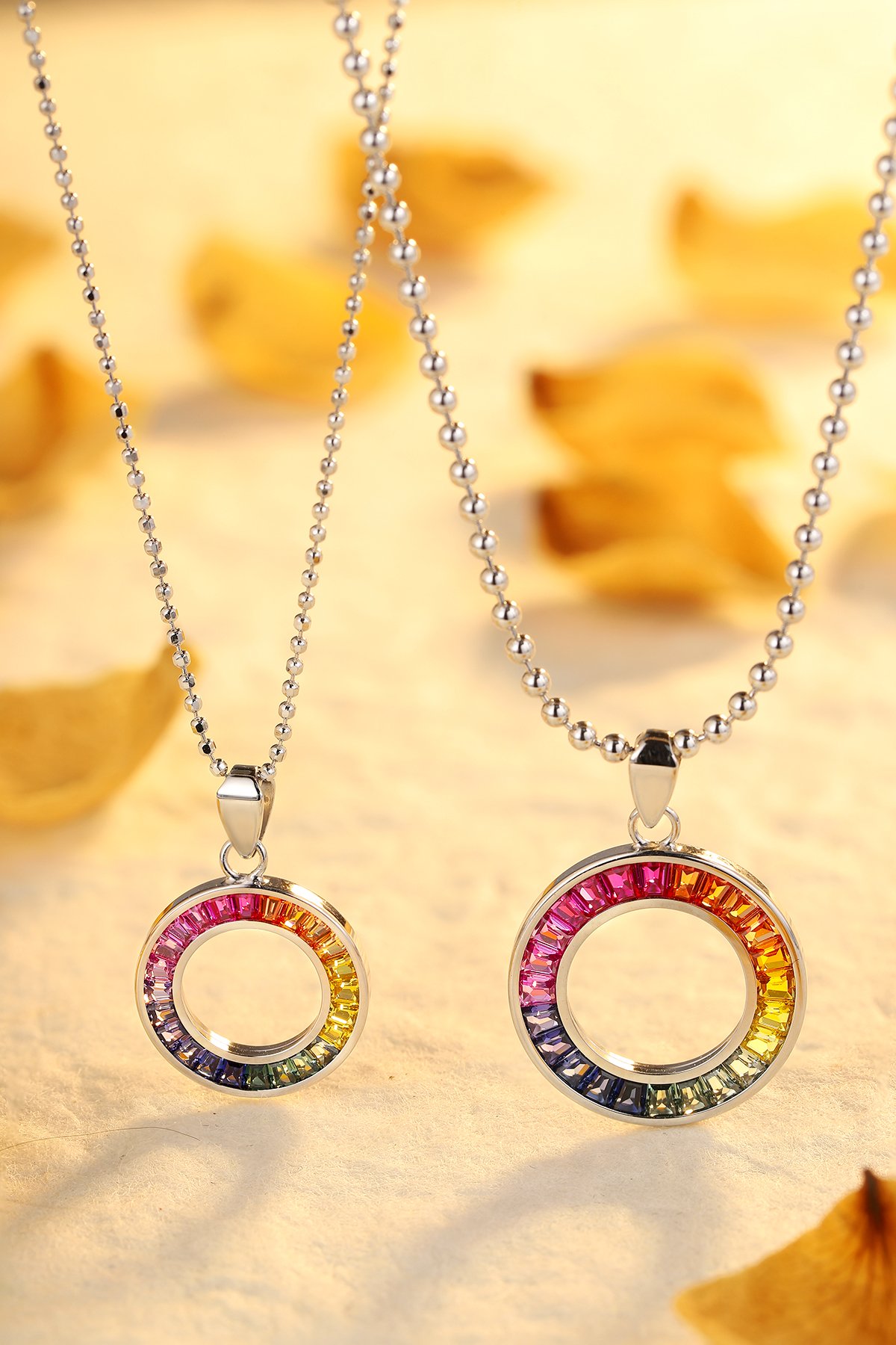 Barang Kemas Messi - Barang Kemas Messi Kalung batu permata warna 925sliver Kalung warna pelangi bulat 8