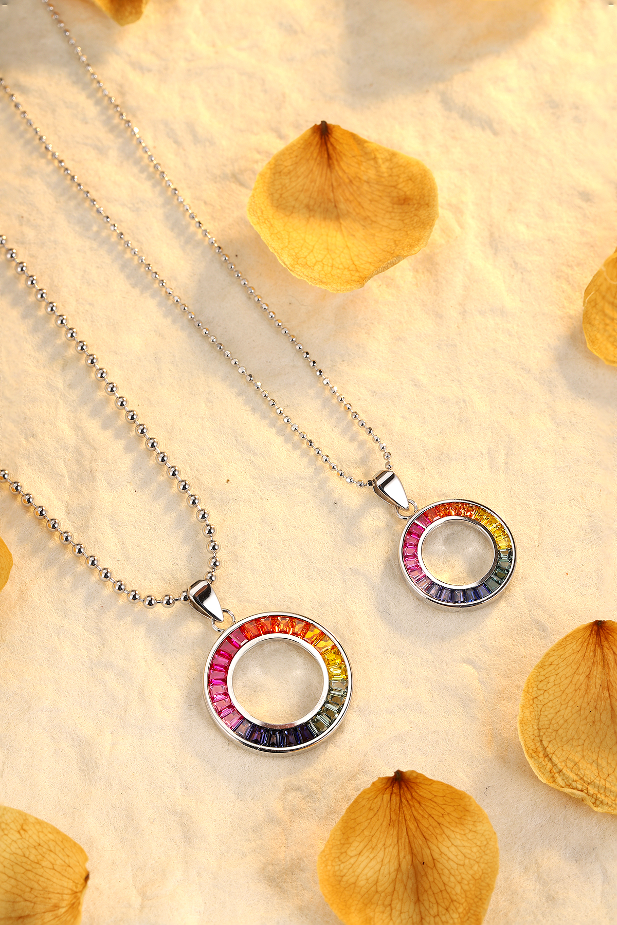 Barang Kemas Messi - Barang Kemas Messi Kalung batu permata warna 925sliver Kalung warna pelangi bulat 12