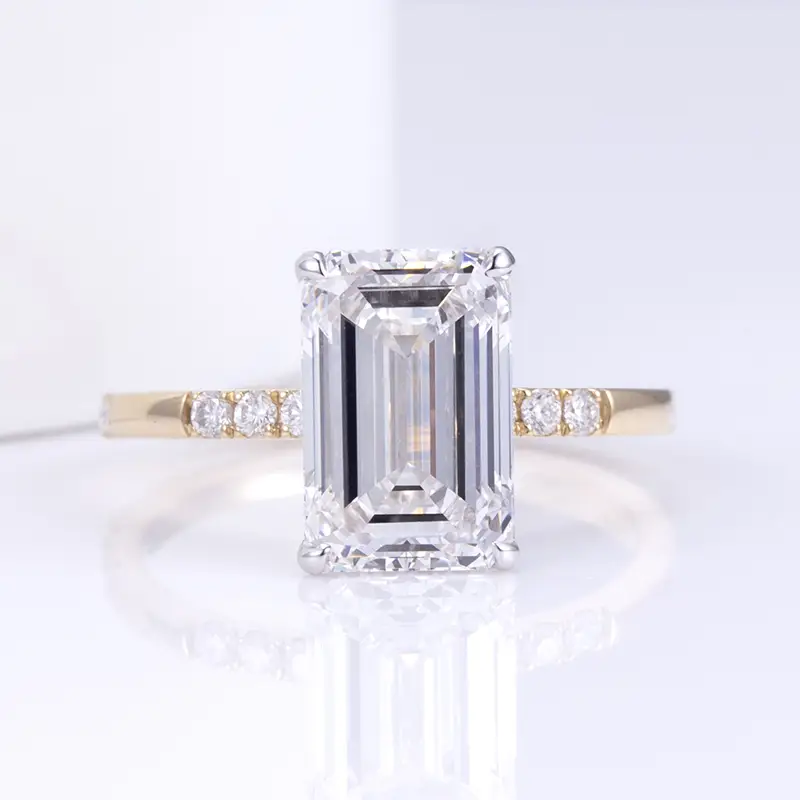 MSR-1417 18K Gold Personalizzato Emerald Lab Diamond Solitaire Anello 1