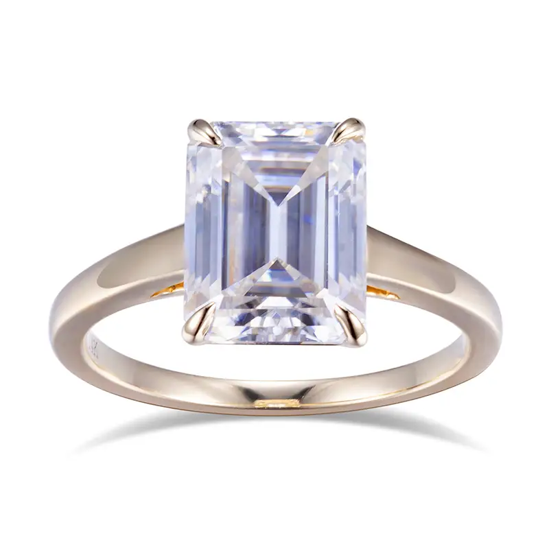 MSR-543 18K Gold Def VVS 7x9 Emerald Cut Gioielli anelli moissanite-messi 1