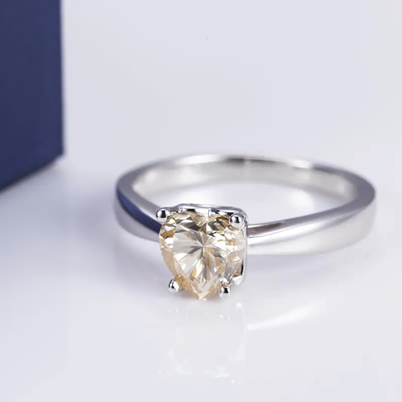 MSR-542  Silver Changpine Heart Shaped Moissanite -Messi Jeweley 1