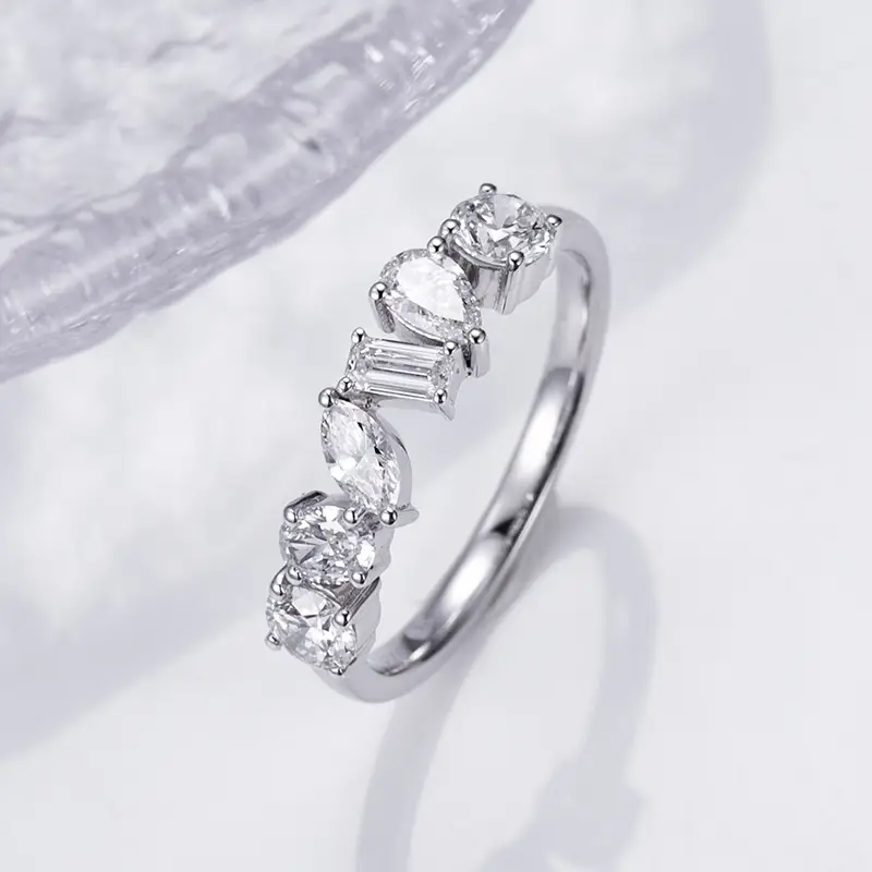 MSR -1302 Fancy Shape Lab Diamond Ring Hall Ring Eternity Ring Gold Ring Company - Messi Jewelry 1