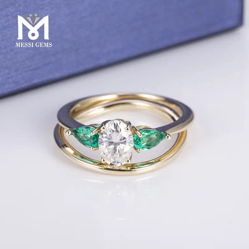 MSR -539 Anello moissanite in oro giallo 9K -Gioielli Messi 1