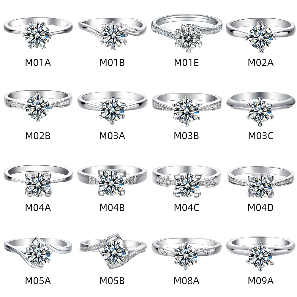 M27E Straight Arm Huashen 3.0 Carats Moissanite Gold Plated 925 Sterling Silver Solitaire Ring 15