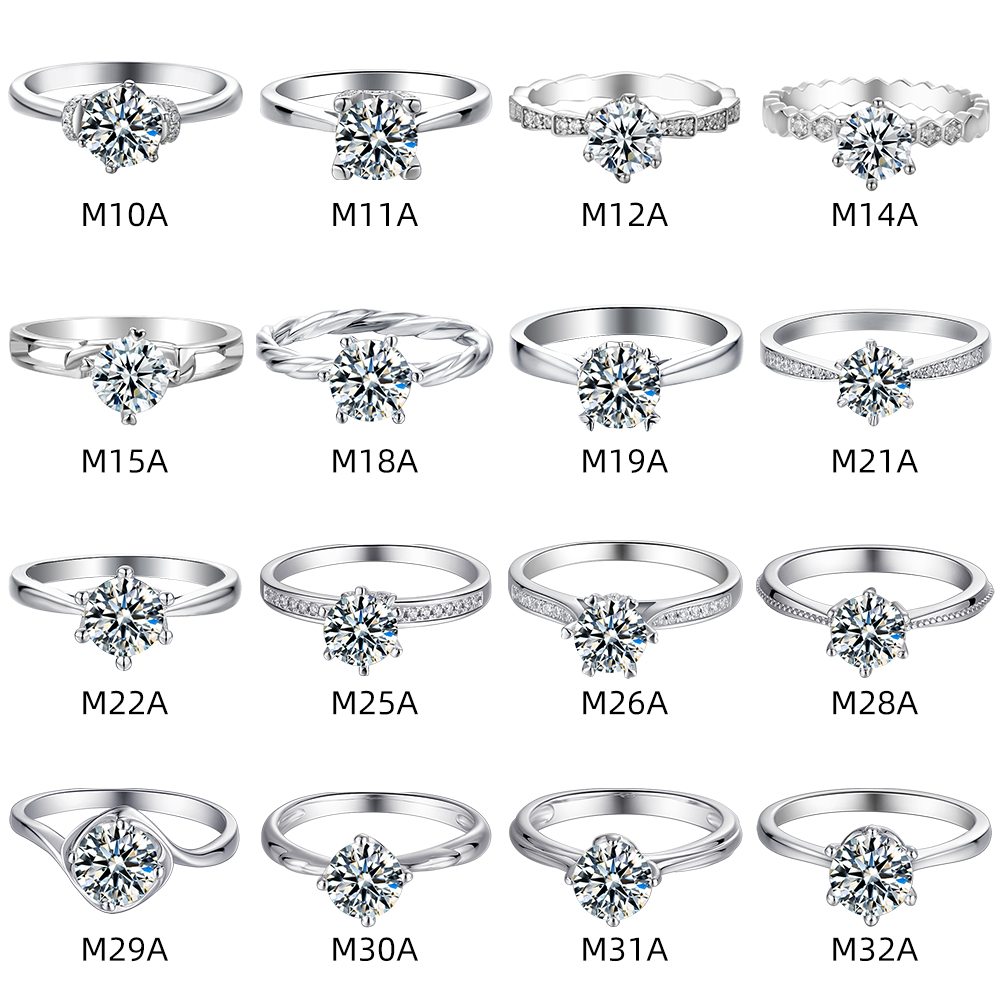 M27E Straight Arm Huashen 3.0 Carats Moissanite Gold Plated 925 Sterling Silver Solitaire Ring 14