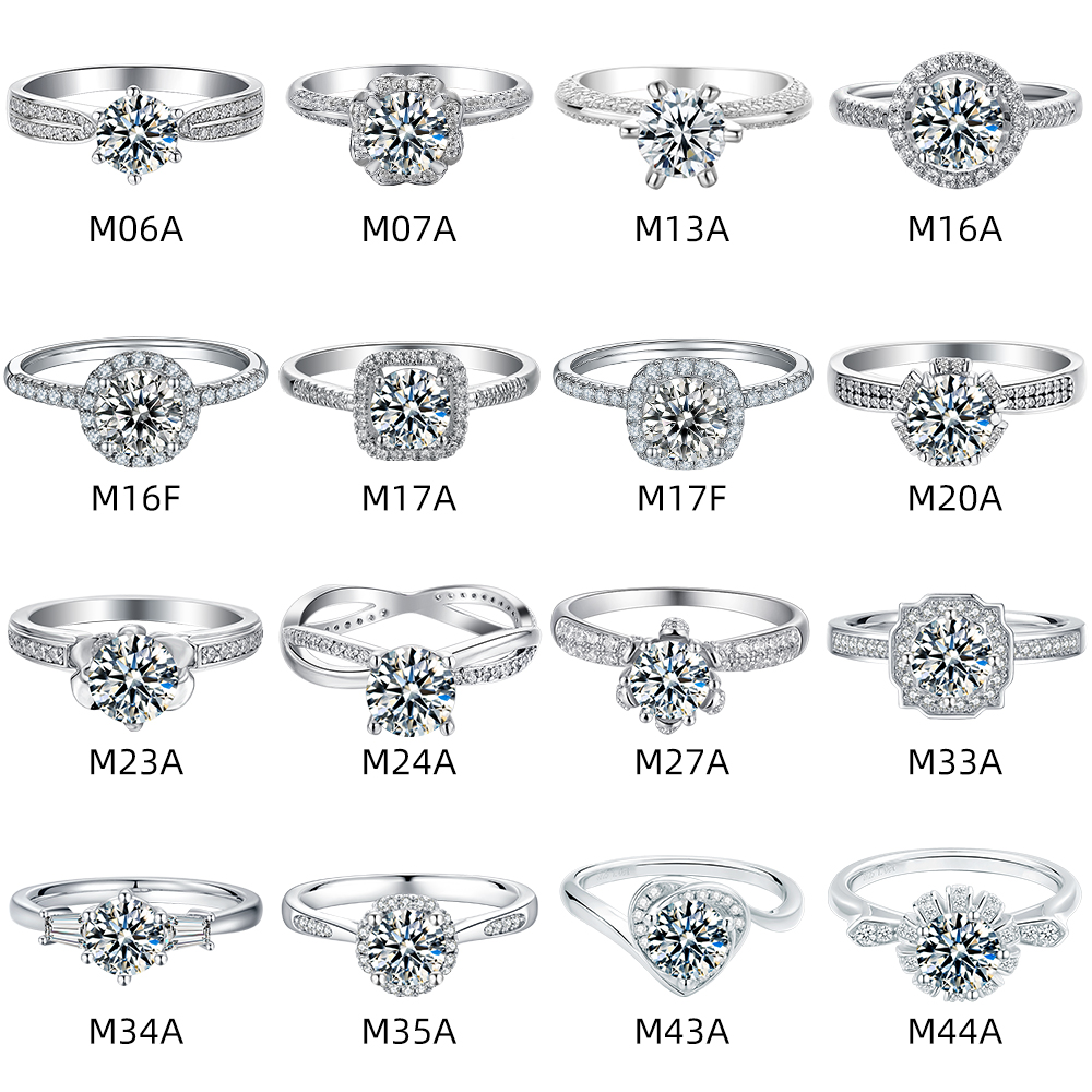 M27E Straight Arm Huashen 3.0 Carats Moissanite Gold Plated 925 Sterling Silver Solitaire Ring 11