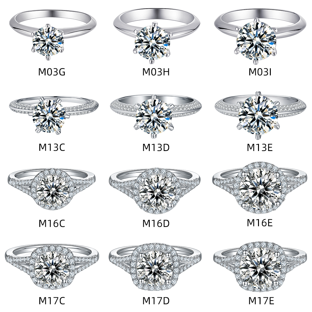 M27E Straight Arm Huashen 3.0 Carats Moissanite Gold Plated 925 Sterling Silver Solitaire Ring 18