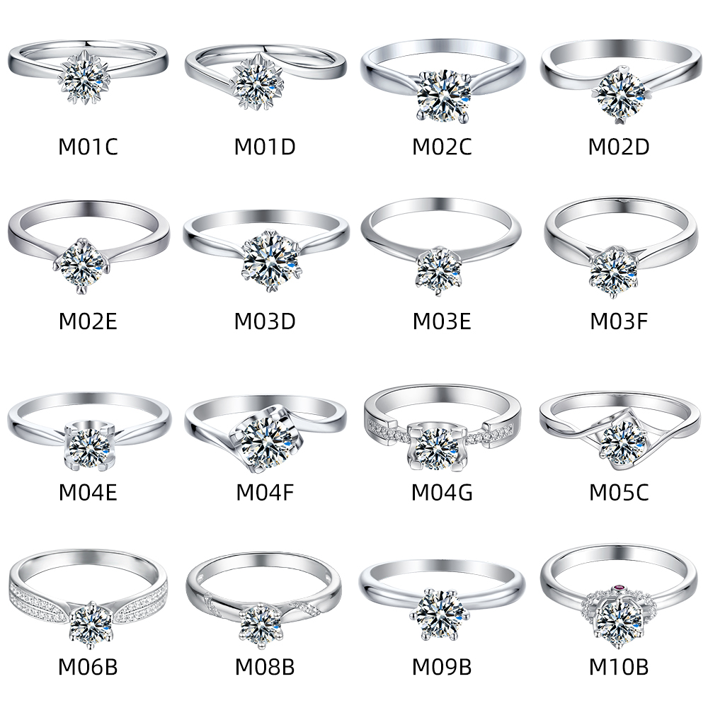 M27E Straight Arm Huashen 3.0 Carats Moissanite Gold Plated 925 Sterling Silver Solitaire Ring 12