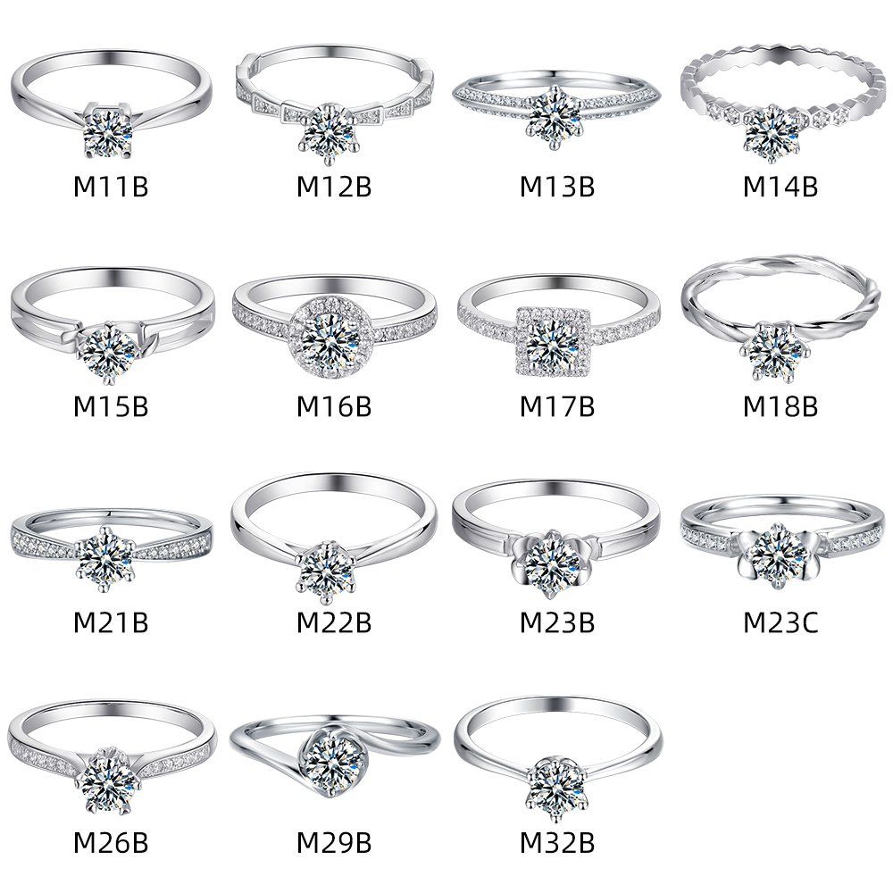 M27E Straight Arm Huashen 3.0 Carats Moissanite Gold Plated 925 Sterling Silver Solitaire Ring 13
