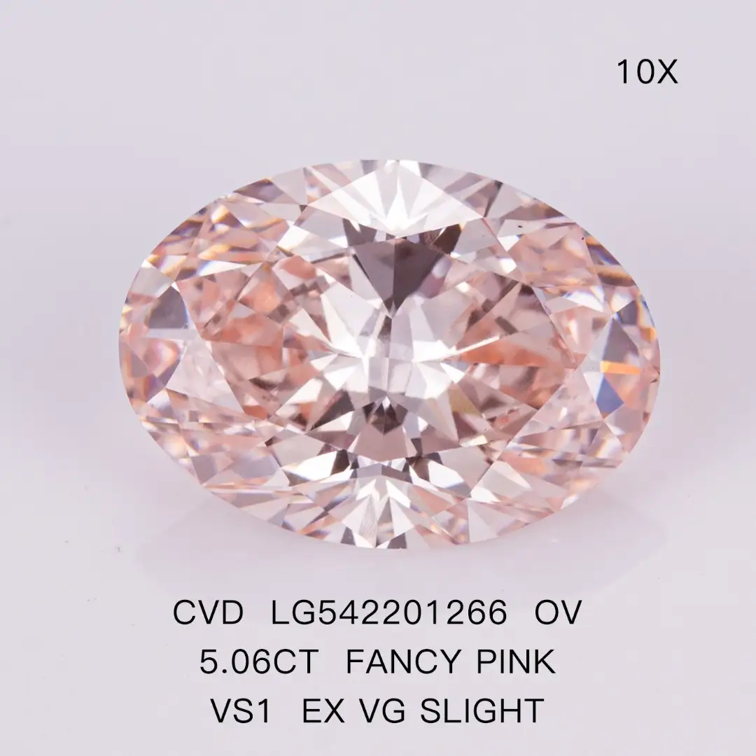 Light Pink Lab Grown Diamond 5.06ct VS1 EX CVD Diamond with