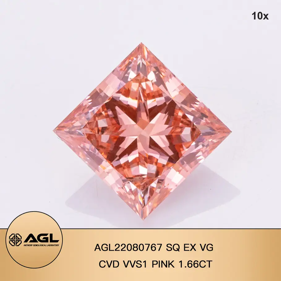Principessa 1,6ct Fancy Pink VVS2 CVD Diamond Lab Certificato Diamond AGL coltivato 1