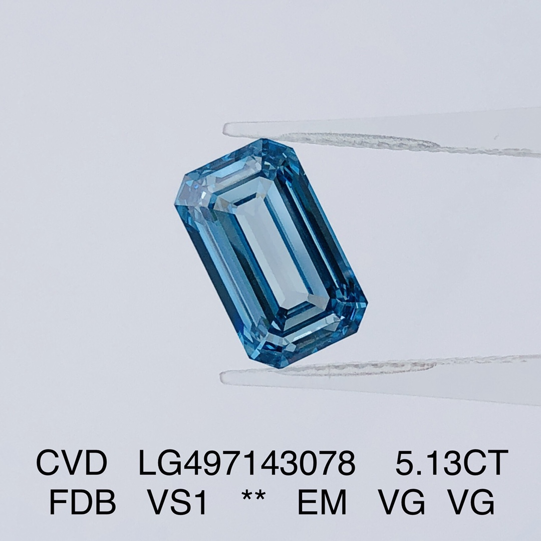 Emerald 5.1ct Fancy Deep Blue VS1 CVD Diamond Lab Grown Diamond IGI Certificate 9