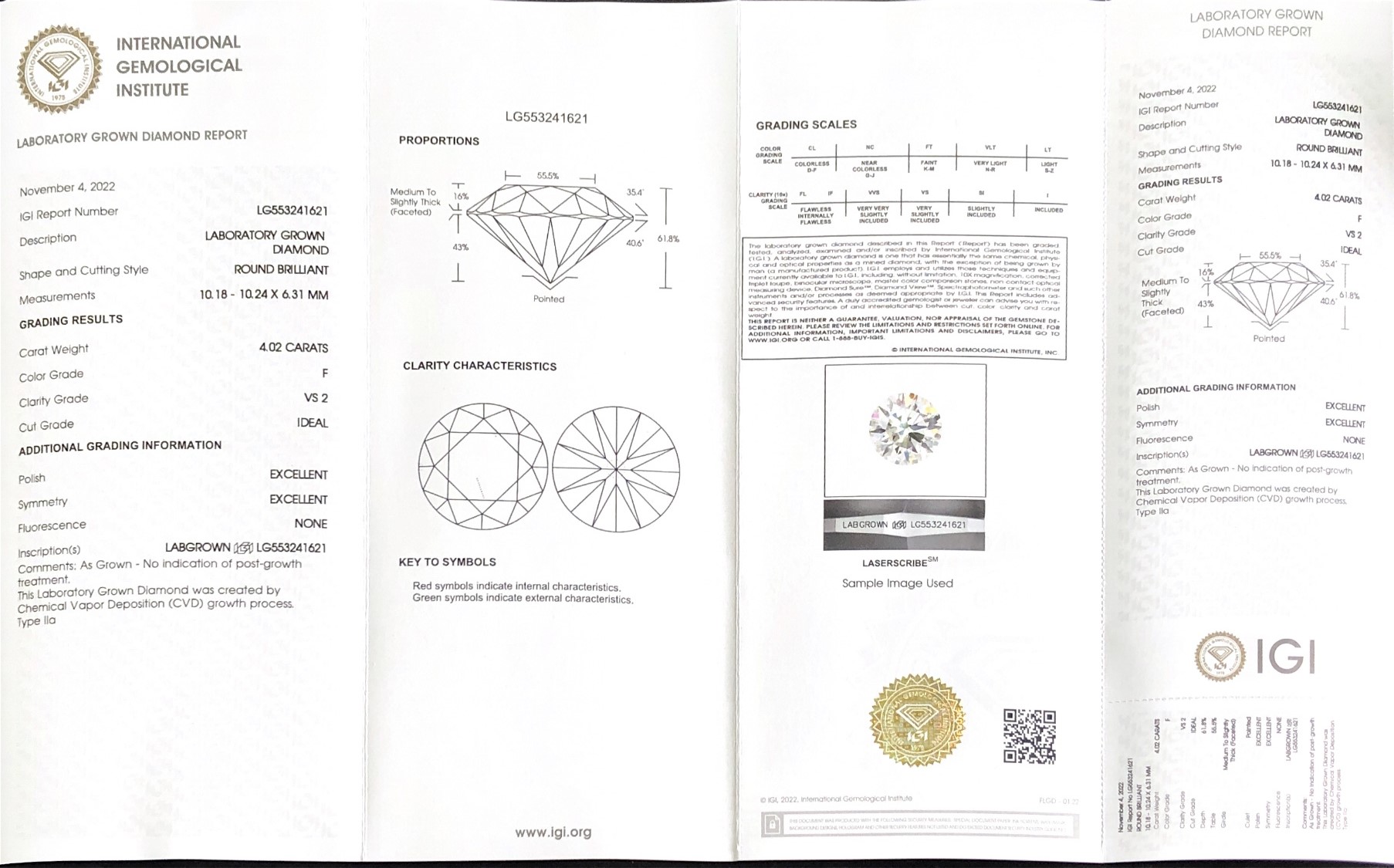 Round Brillant 4ct F VS2 CVD Diamond Lab Grown Diamond IGI Certificate 7