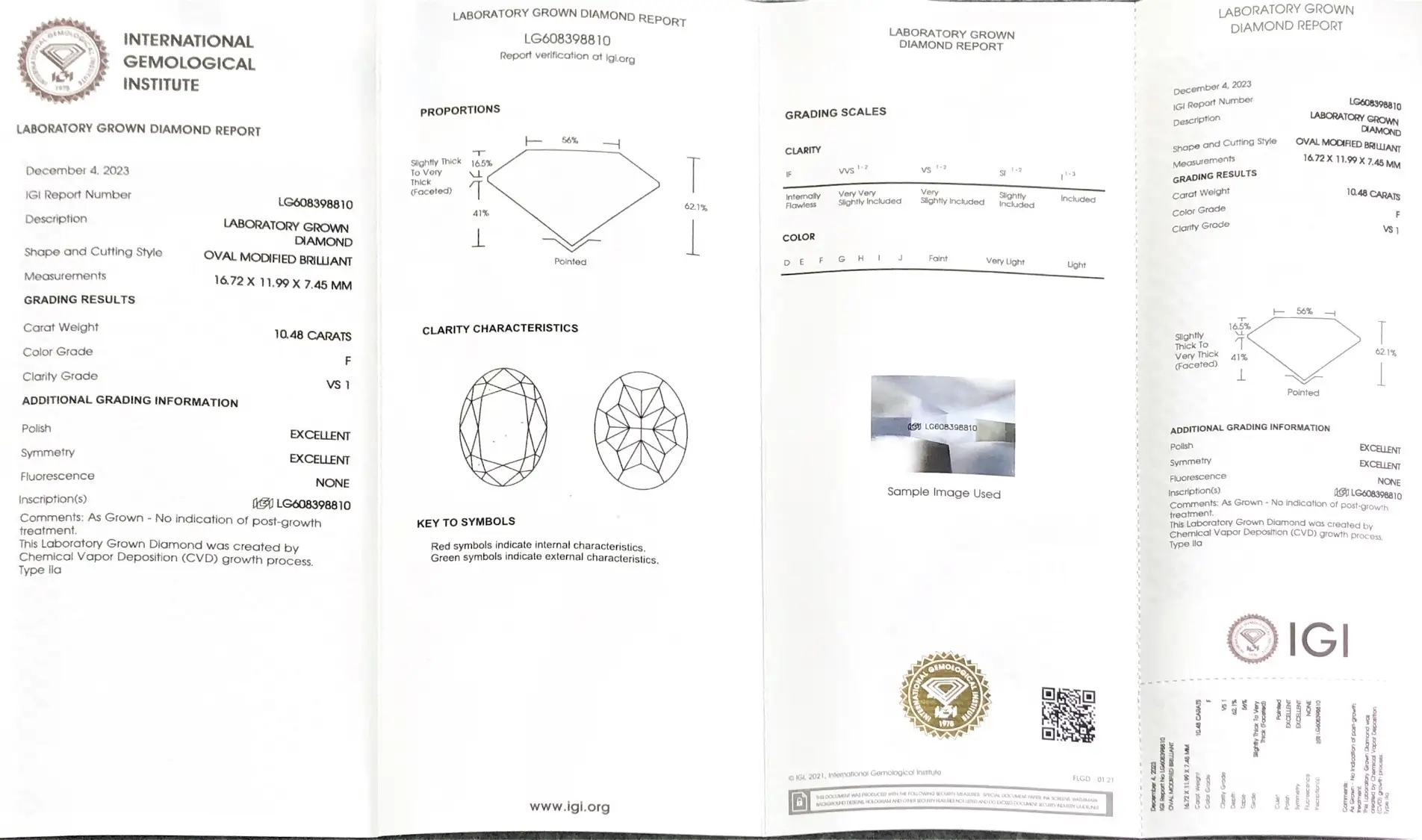2.5 Ct Oval Lab Diamond IGI Certified 4