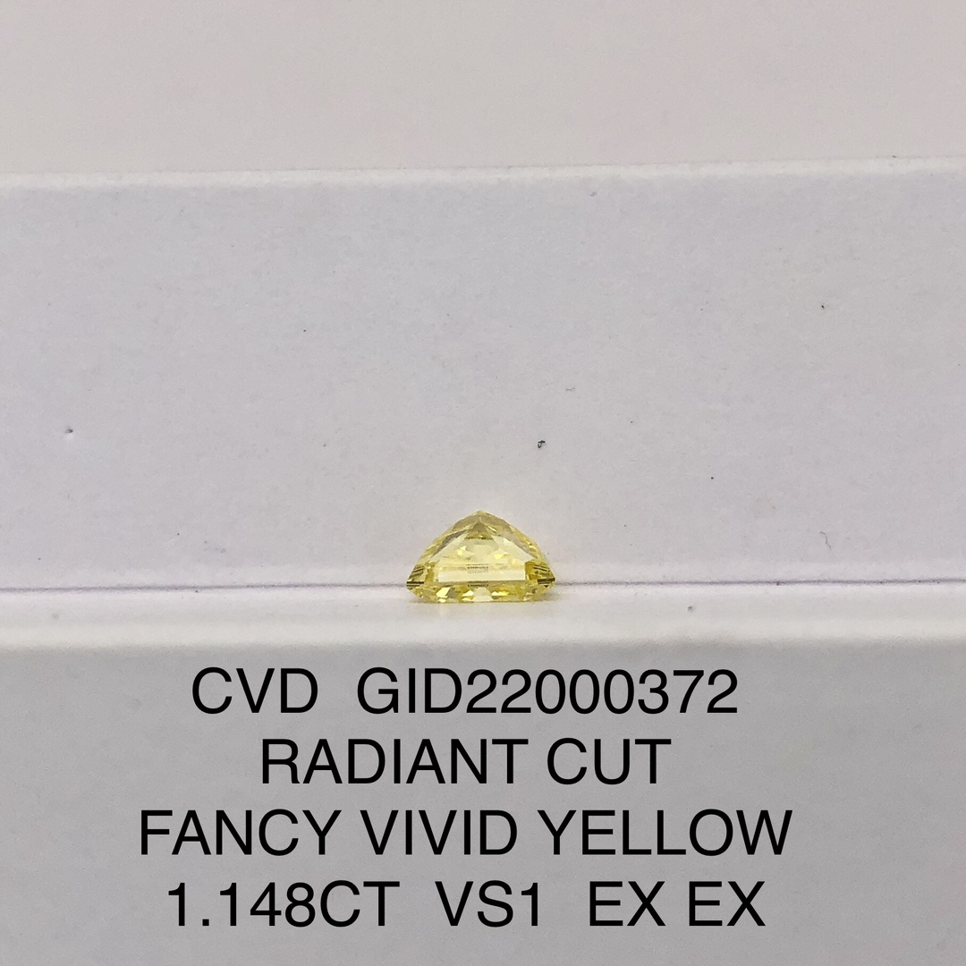 Radiant 1.1ct Fancy Vivid Yellow VS1 HPHT Diamond Lab Grown Diamond GMID Certificate 10