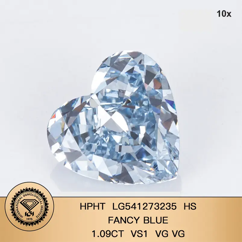 Heart 1ct Fancy Blue VS1 HPHT Diamond Lab Grown Diamond IGI Certificate 1