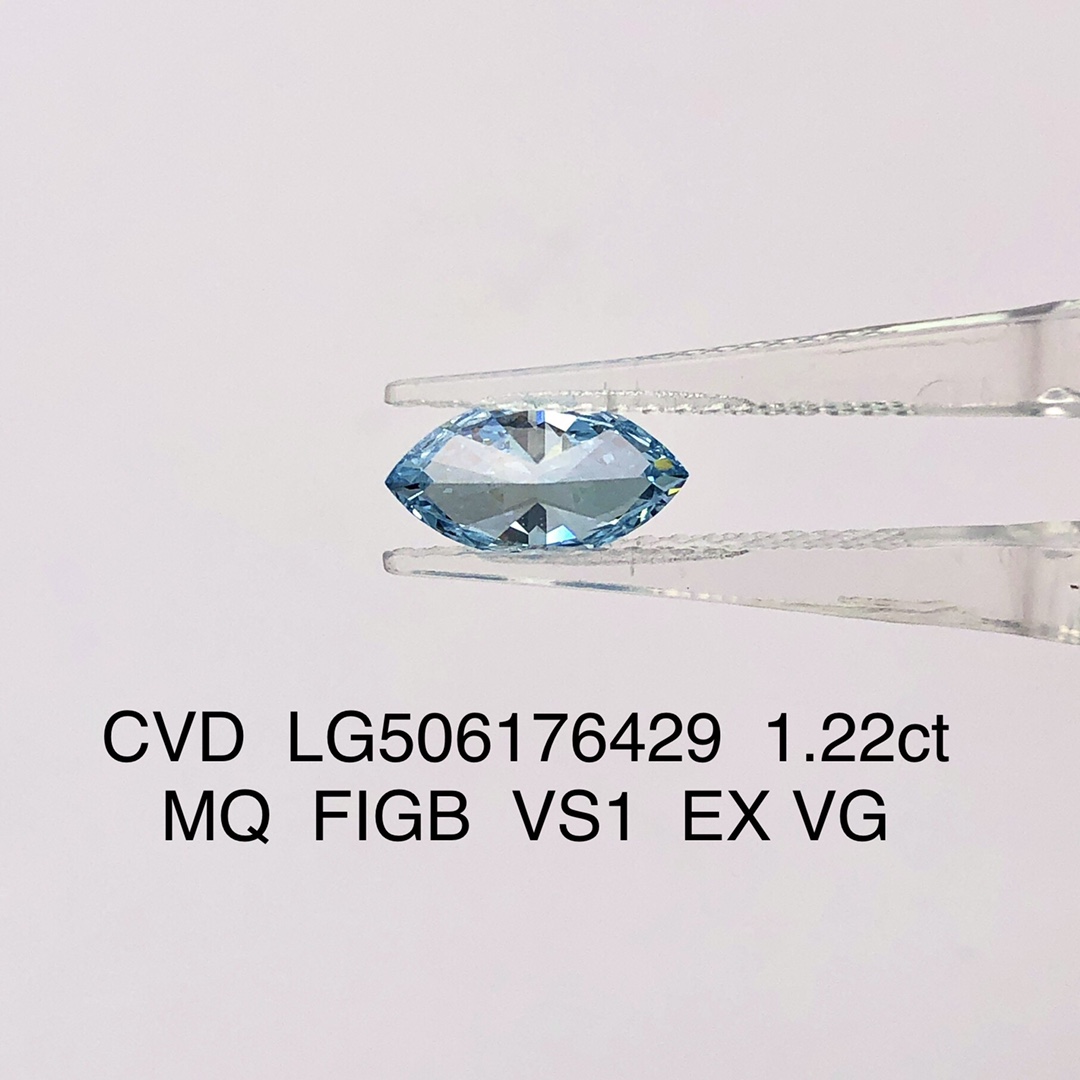 Marquise 1.2ct Fancy Intense Greenish Blue VS1 CVD Diamond Lab Grown Diamond IGI Certificate 9