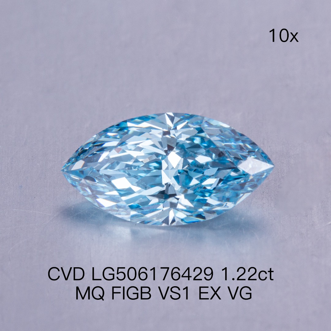 Marquise 1.2ct Fancy Intense Greenish Blue VS1 CVD Diamond Lab Grown Diamond IGI Certificate 6