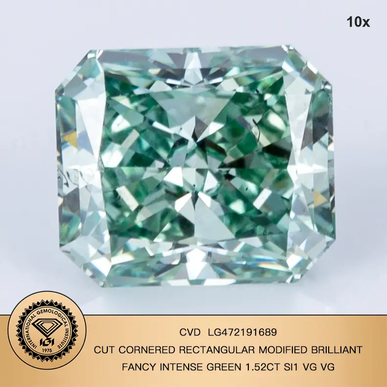Corte rectangular rectangular 1.5ct elegante intenso si1 cvd diamante laboratorio certificado de diamantes cultivados 1