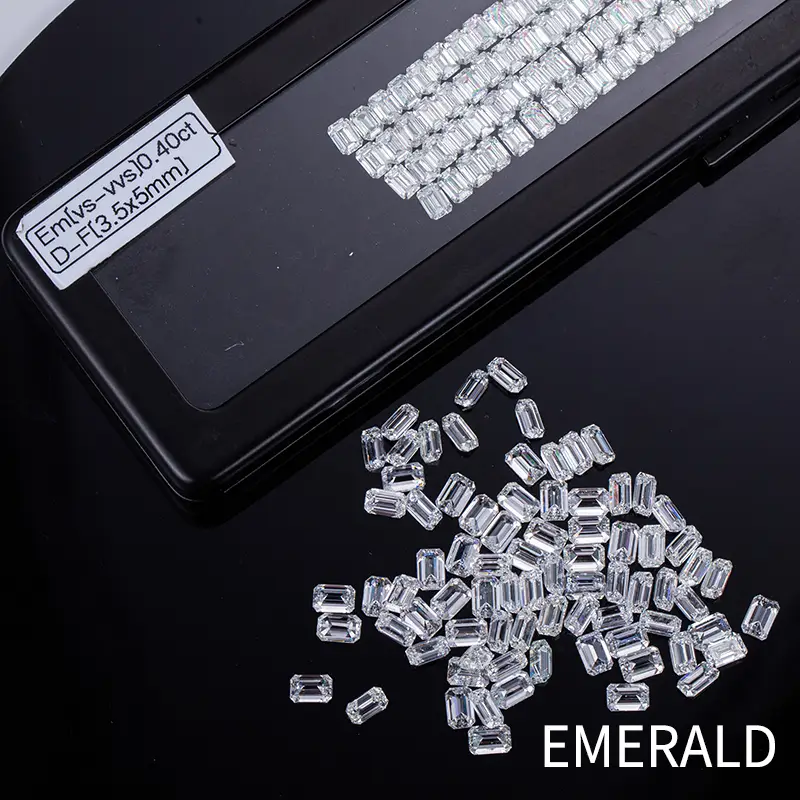 에메랄드 모양 근접 크기 실험실 자란 다이아몬드 hpht def 대 2x3.5mm -4x6mm 1