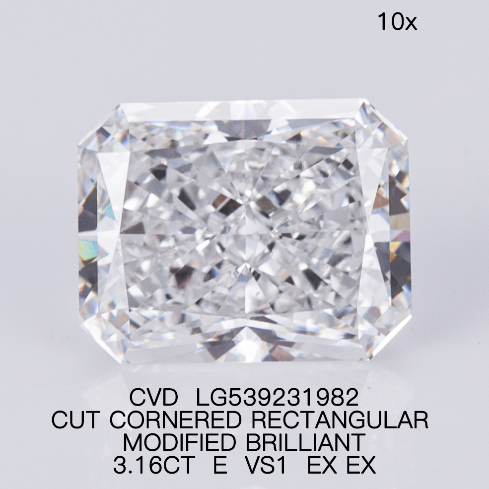 Cut Cornered Rectangular 3.1ct E VS1 CVD Diamond Lab Grown Diamond IGI Certificate 10