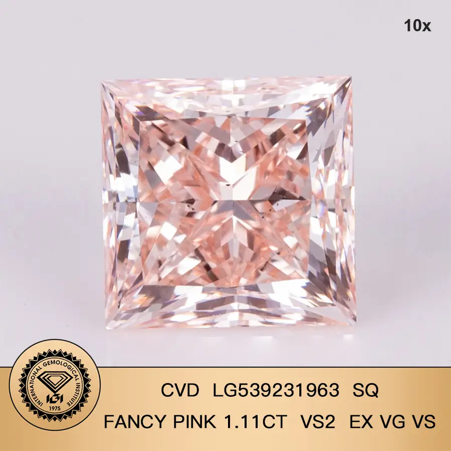 Principessa 1,1ct Fancy Pink VS2 CVD Diamond Lab Certificato Diamond IGI 1