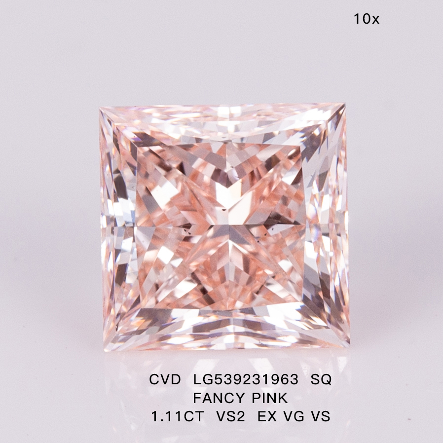 Princess 1.1ct Fancy Pink VS2 CVD Diamond Lab Grown Diamond IGI Certificate 10