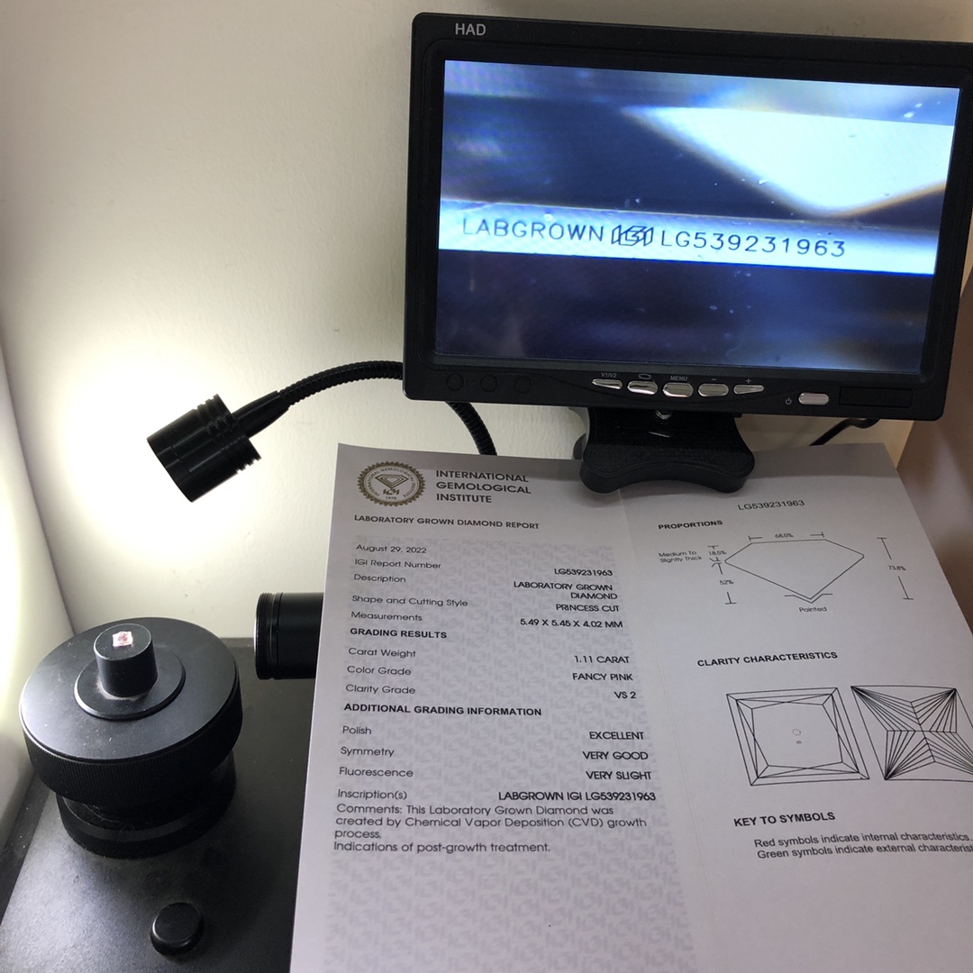 Princess 1.1ct Fancy Pink VS2 CVD Diamond Lab Grown Diamond IGI Certificate 8