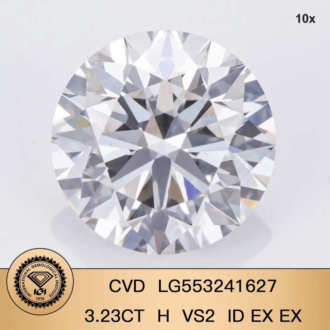 Round Brillant 3,2CT H VS2 CVD Diamond Lab Certificato Diamond IGI 1