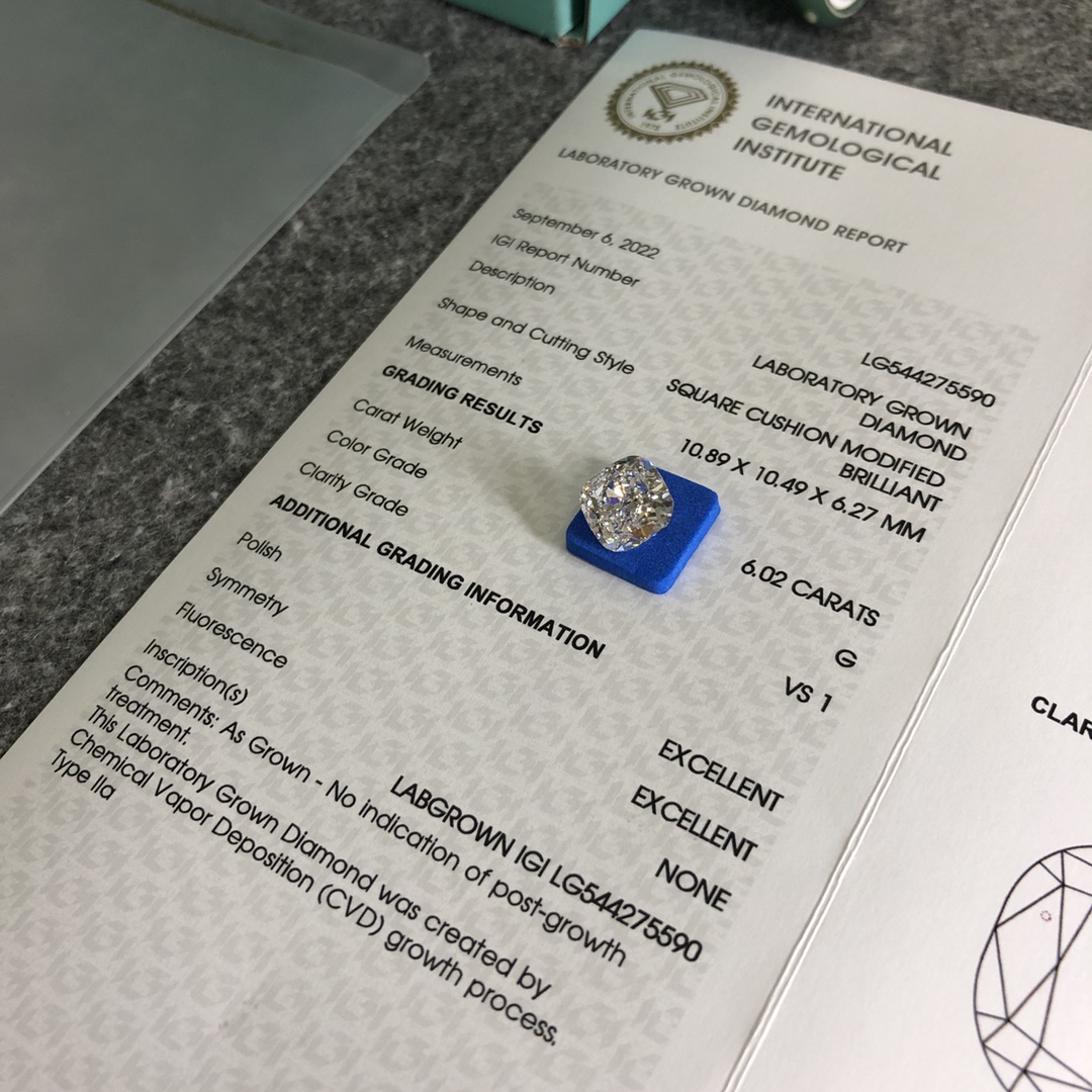 وسادة مربعة 6CT G VS1 CVD Diamond Lab Commer 9