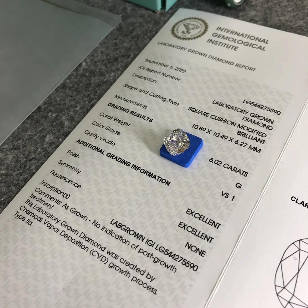 Lab Grown Cushion Cut Diamonds 0.3-10 ct with IGI Certificate 5