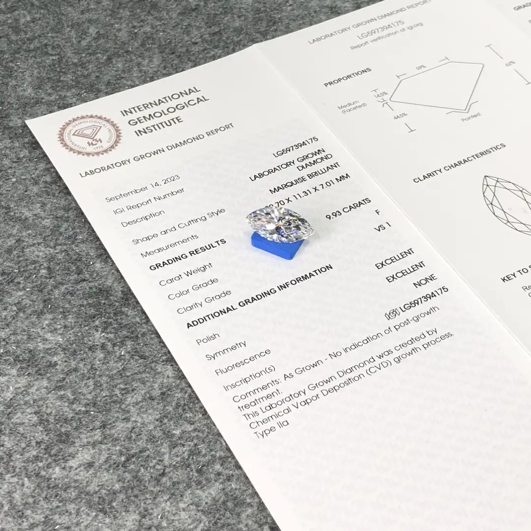 Customizable Marquise Cut Lab-Grown Diamonds (0.3 ct to 10 ct) - IGI Certified 3