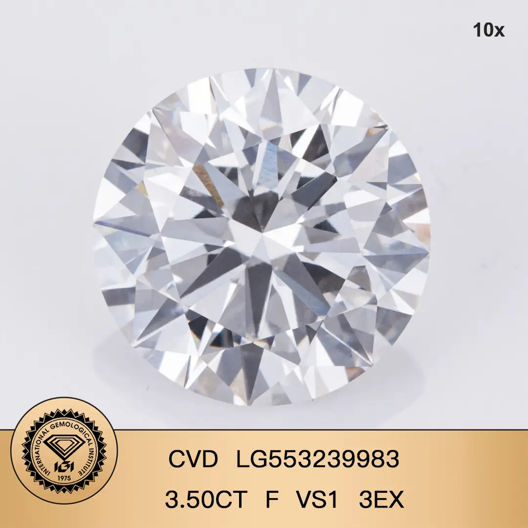 Round Brillant 3,5Ct F vs1 CVD Diamond Lab Crown Diamond IGI Certificato 1