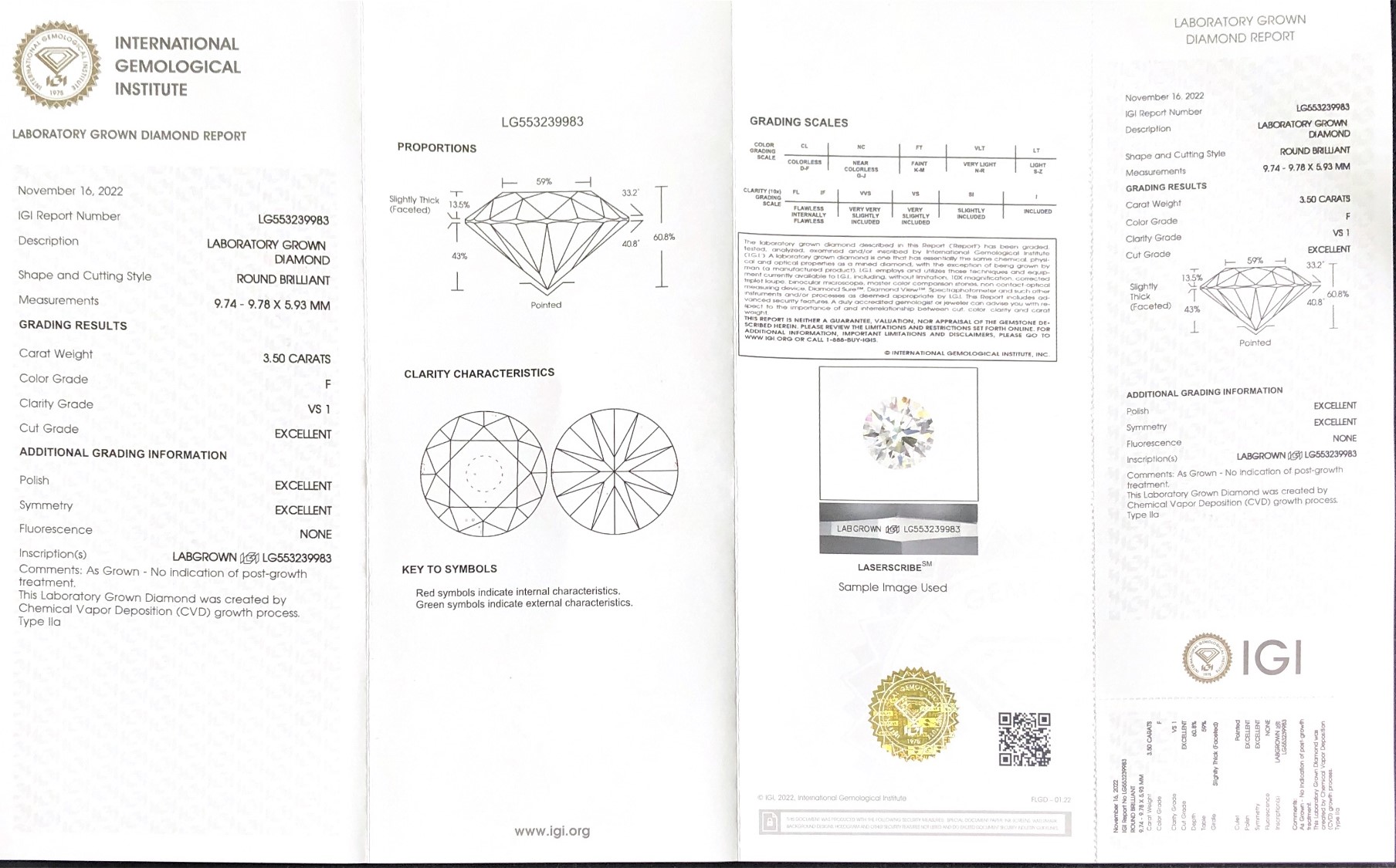 Round Brillant 3.5ct F VS1 CVD Diamond Lab Grown Diamond IGI Certificate 7