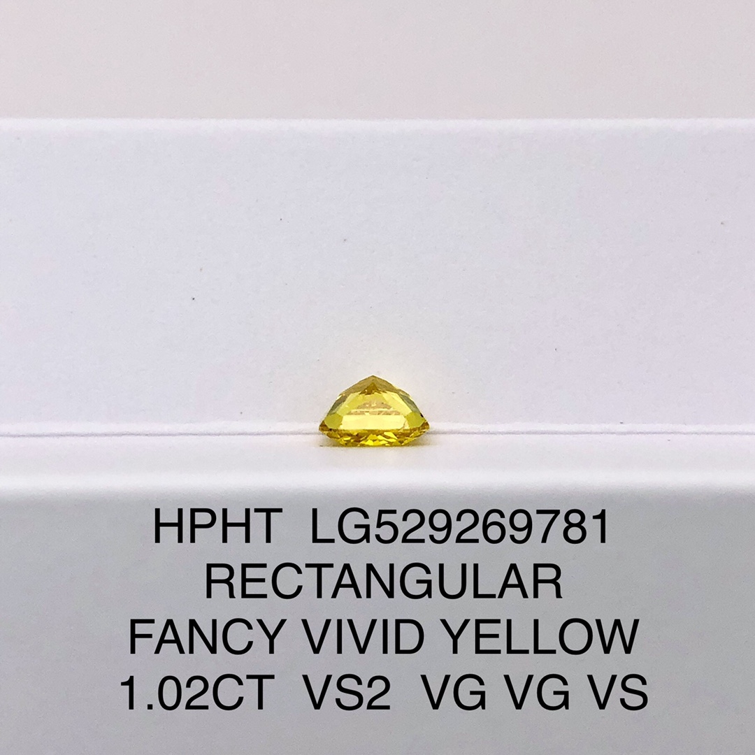 Cut Cornered Rectangular 1ct Fancy Vivid Yellow VS2 HPHT Diamond Lab Grown Diamond IGI Certificate 10