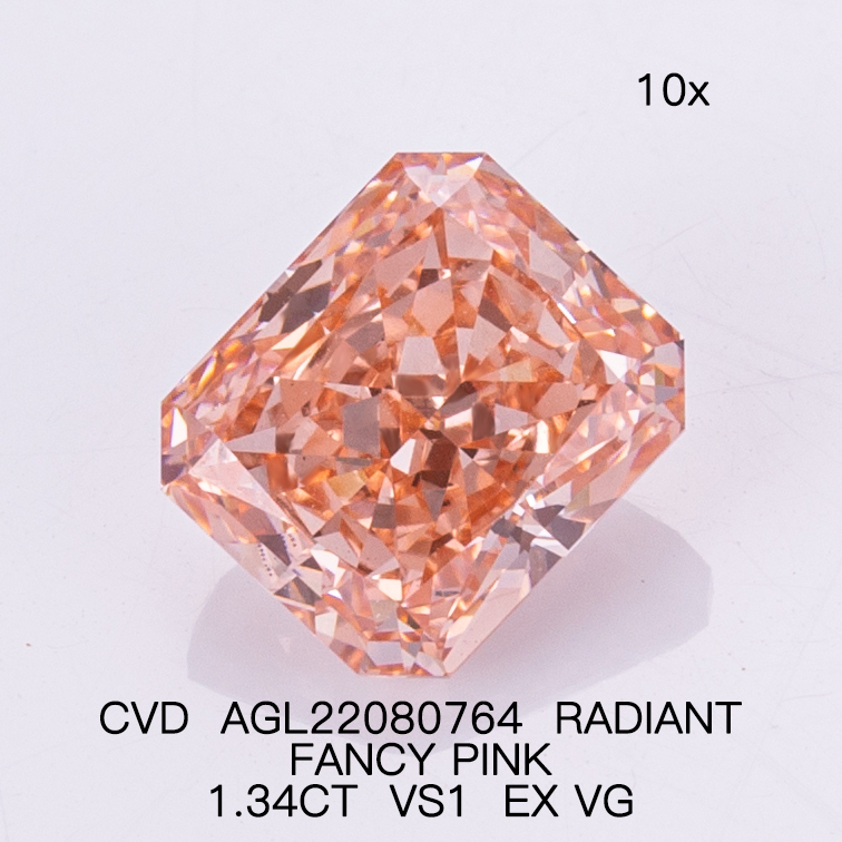 Radiant 1.3ct Fancy Pink VS1 CVD Diamond Lab Grown Diamond AGL Certificate 10