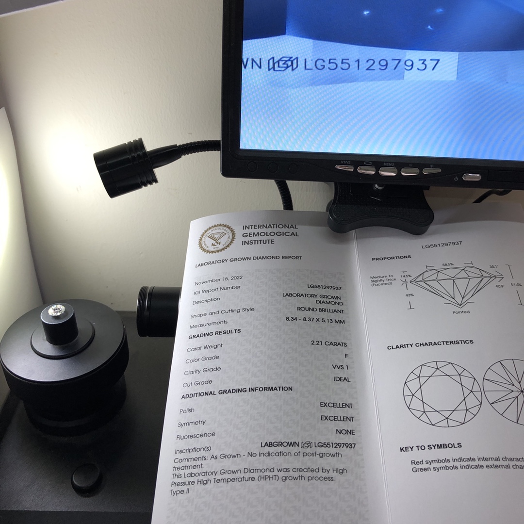 Round Brillant 2.2ct F VVS1 HPHT Diamond Lab Grown Diamond IGI Certificate 8