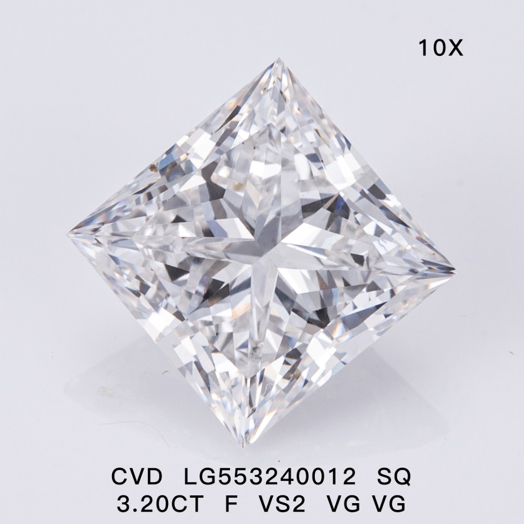 Princess 3.2ct F VS2 CVD Diamond Lab Grown Diamond IGI Certificate 8