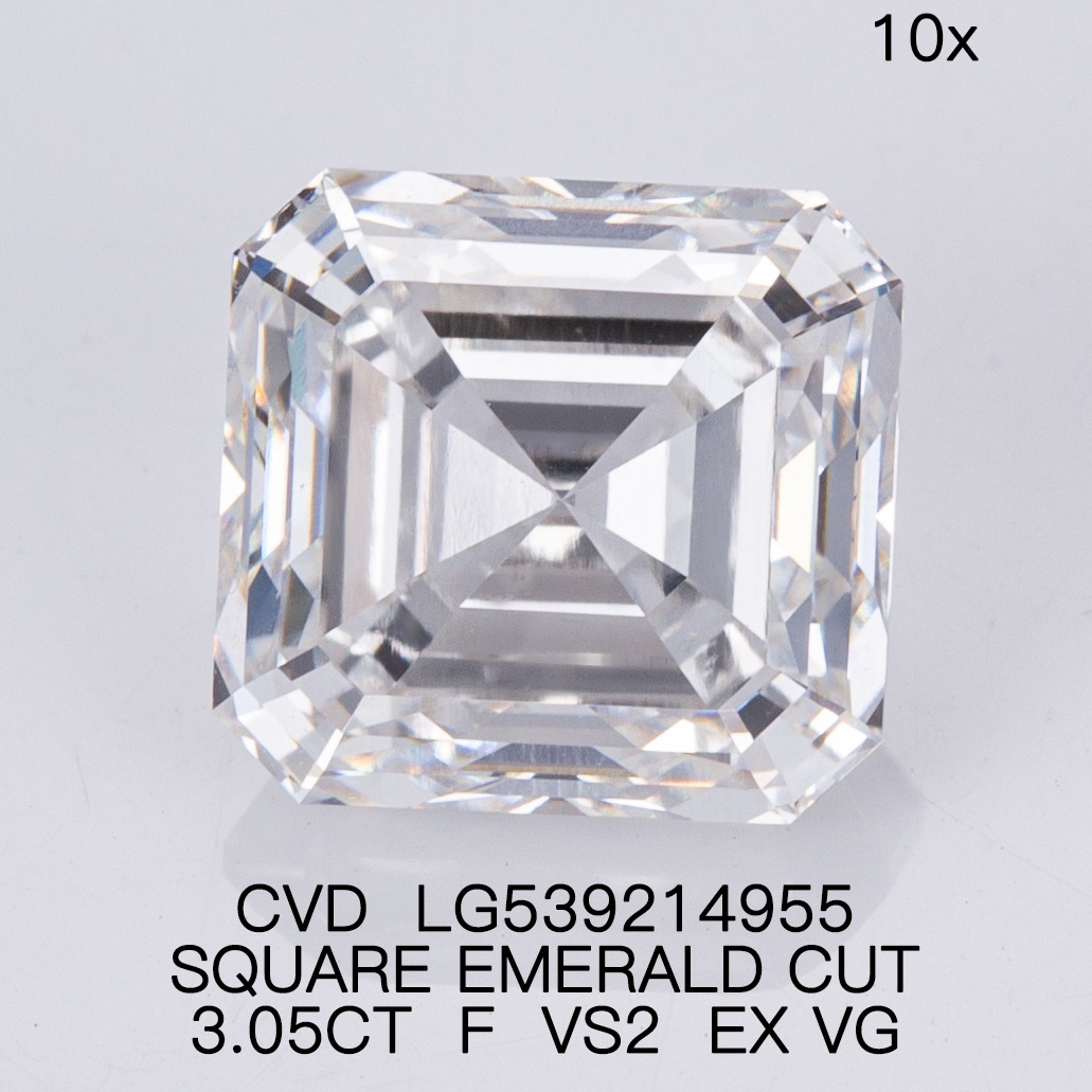 Square Emerald 3ct F VS2 CVD Diamond Lab Grown Diamond IGI Certificate 10