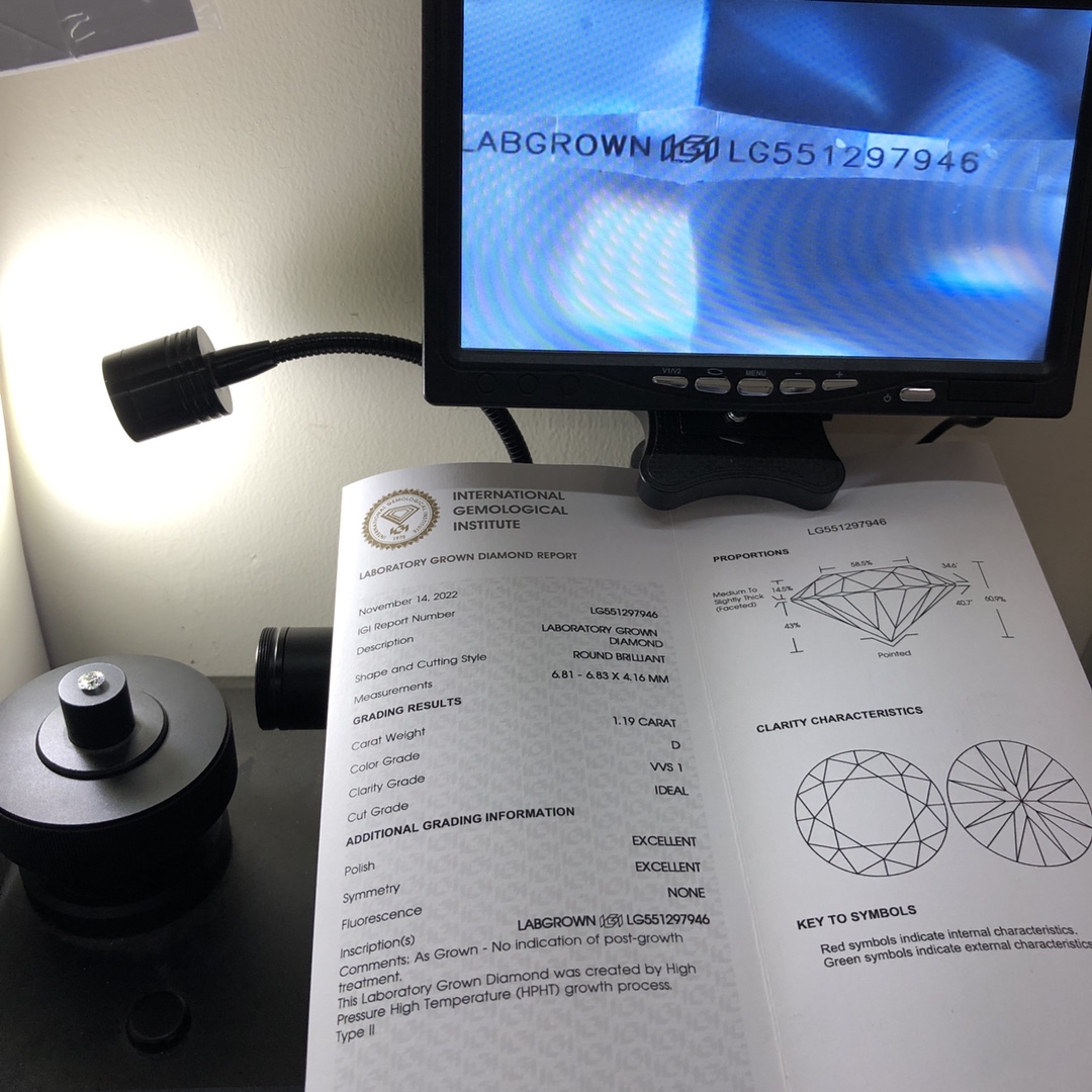 Round Brillant 1.1ct D VVS1 HPHT Diamond Lab Grown Diamond IGI Certificate 8