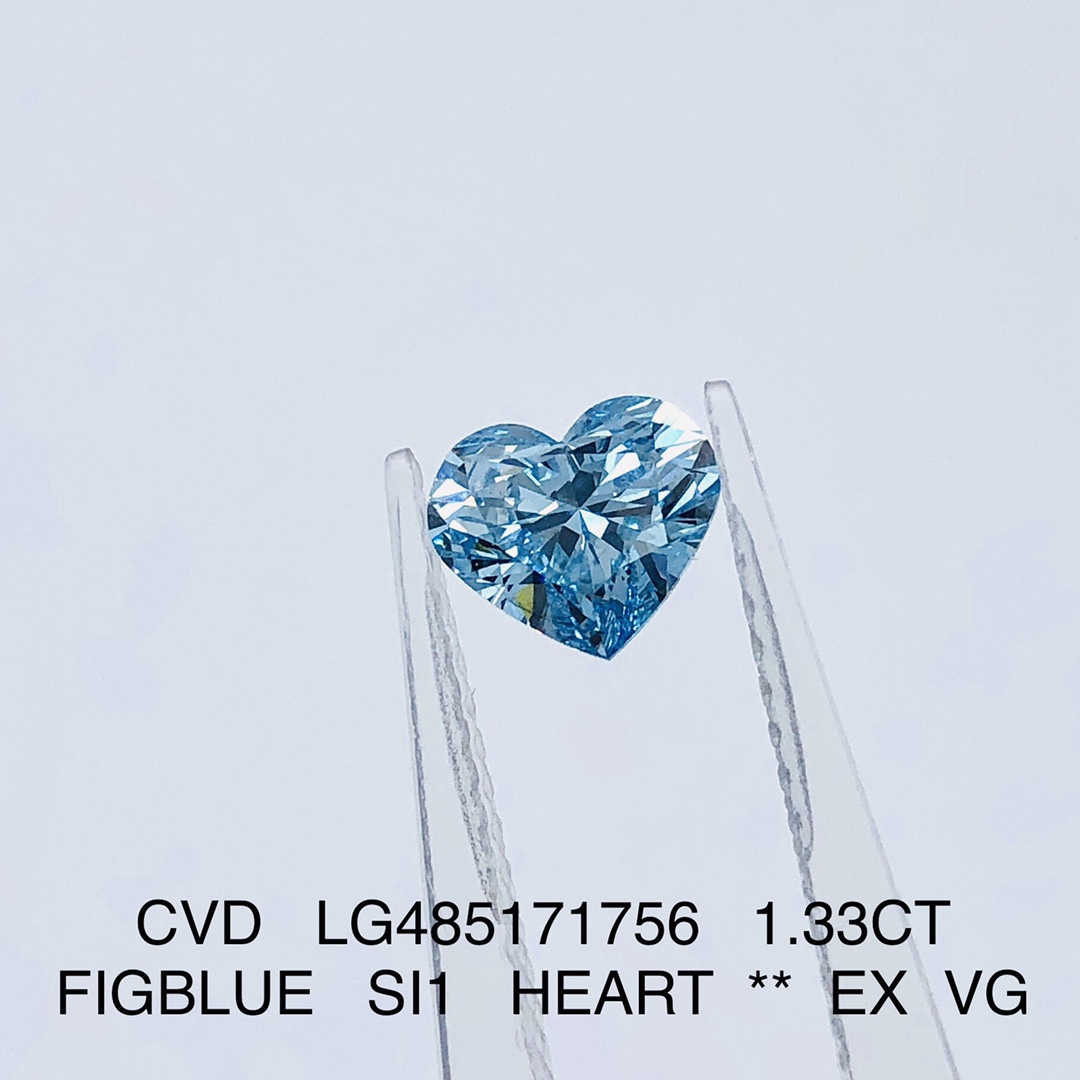 Heart 1.3ct Fancy Intense Greenish Blue SI1 CVD Diamond Lab Grown Diamond IGI Certificate 11