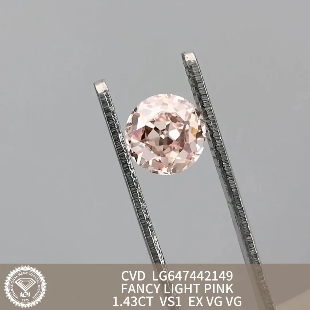 1.43ct Round Fancy Light Pink Lab Grown Diamond - IGI Certified 5